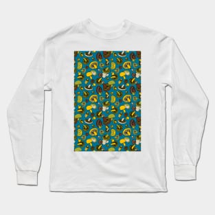 70s retro kitsch mushrooms and corgi butts Long Sleeve T-Shirt